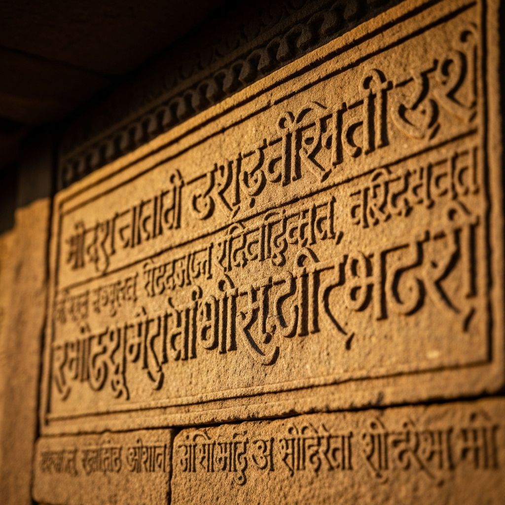 Ancient stone inscription with carved script